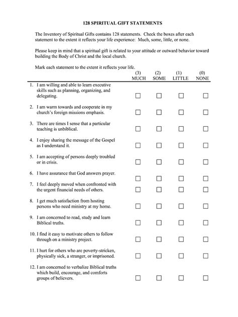 Spiritual Gifts Test Printable Worksheets Library