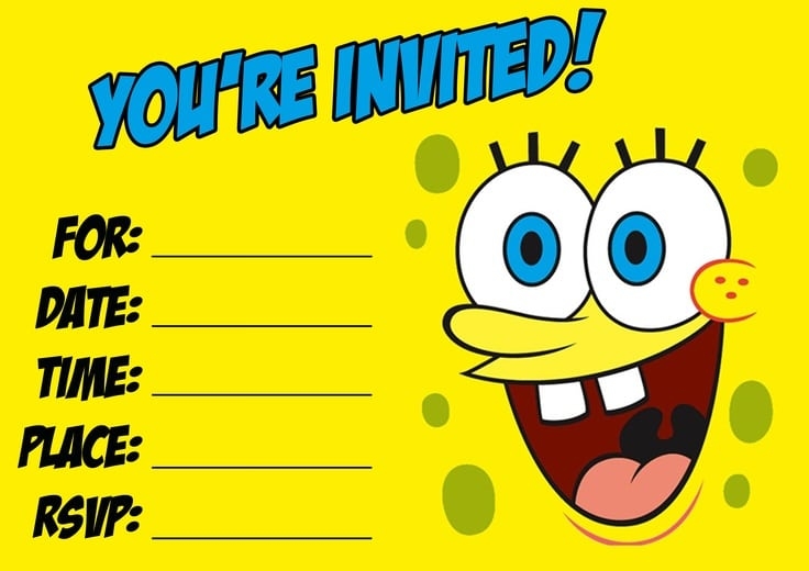 free spongebob birthday invitation templates