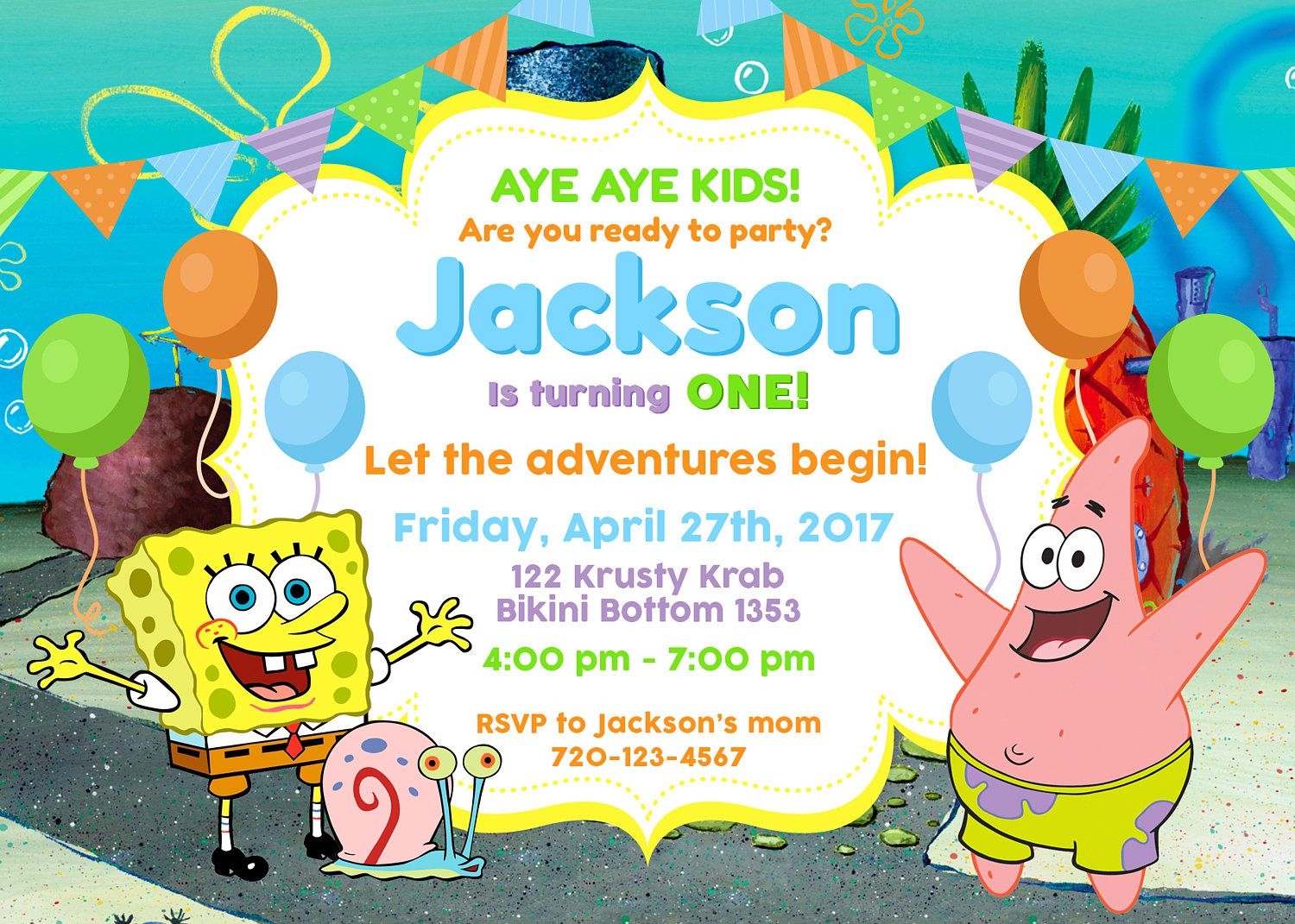 Spongebob Party Invitation Templates Printable And Enjoyable Learning