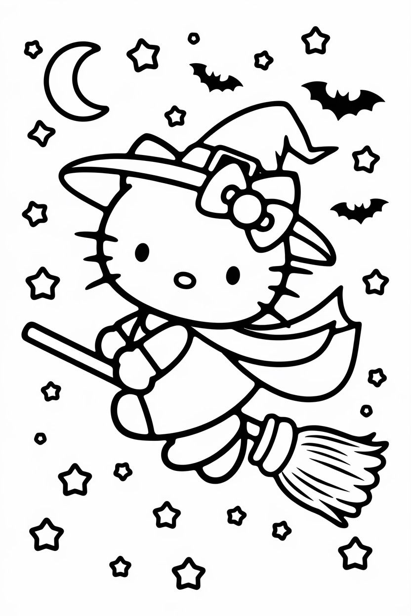 Spooky Sweet HELLO KITTY HALLOWEEN COLORING PAGES HushVerse In