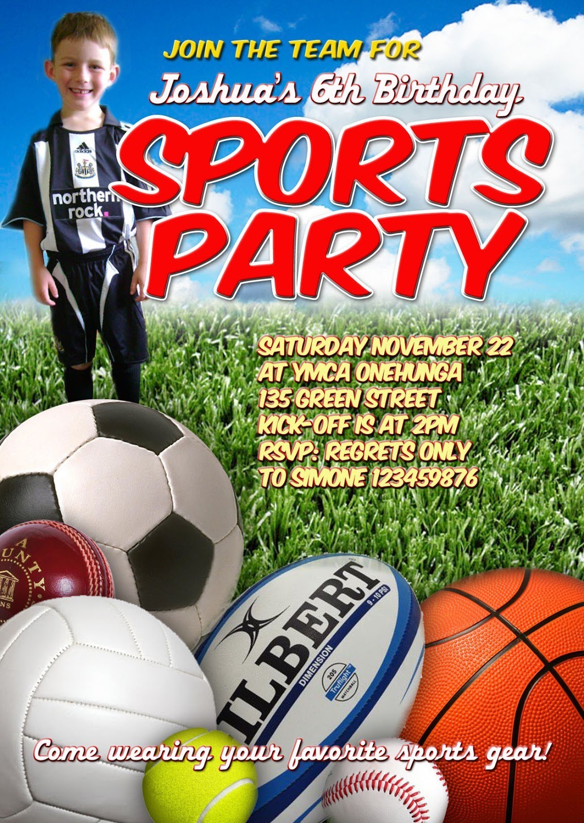 Sports Birthday Party Invitation Templates