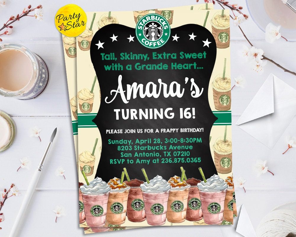 Starbucks Invitation Starbucks Birthday Party Invite Coffee Latte
