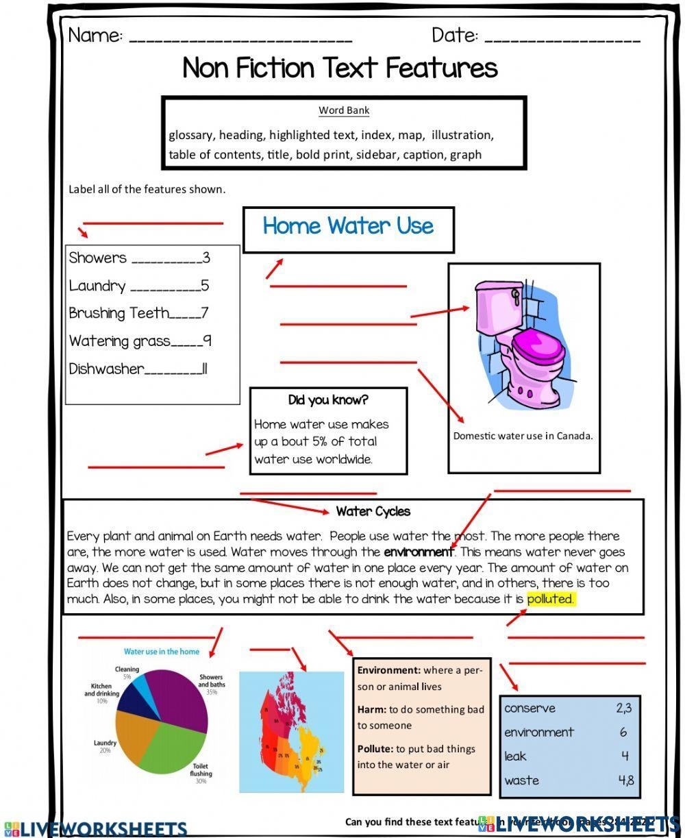 nonfiction text features worksheet