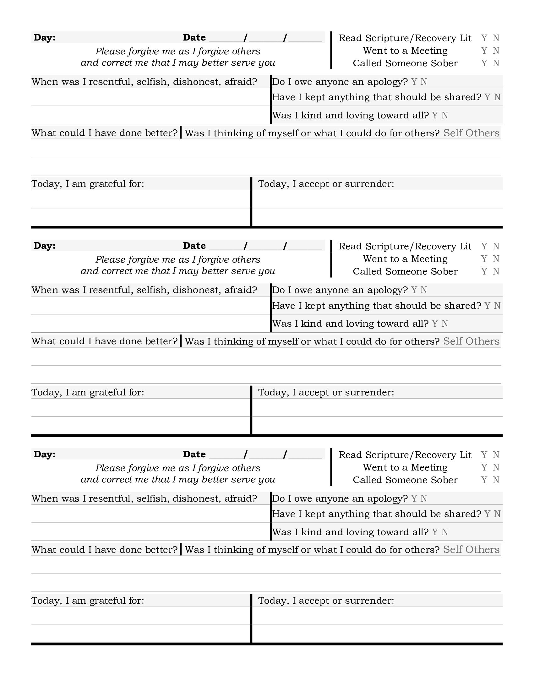 moral inventory worksheet