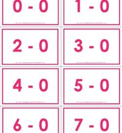 Subtraction Flash Cards 0 20 First Grade Subtraction Facts