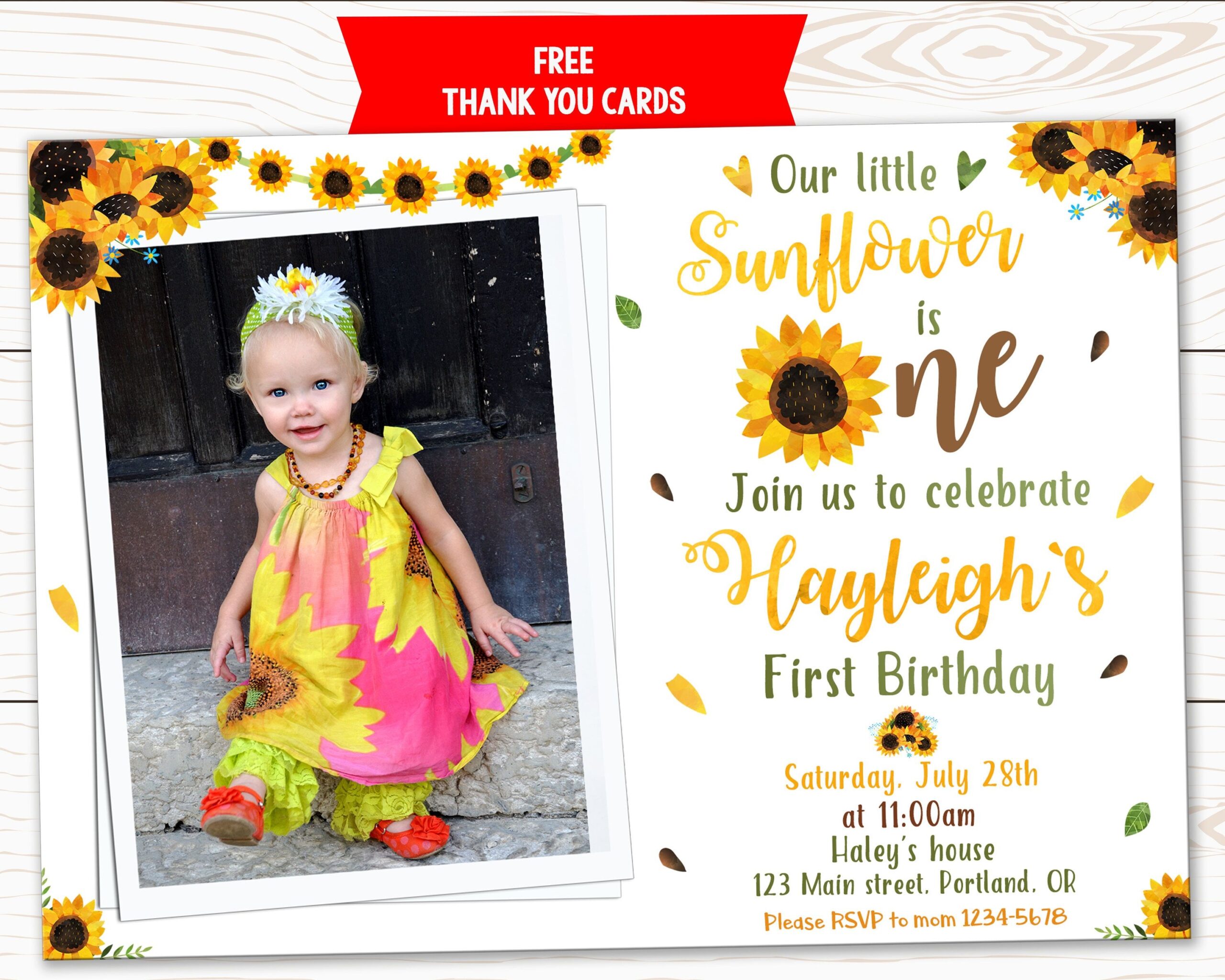 Sunflower Invitation Template Free
