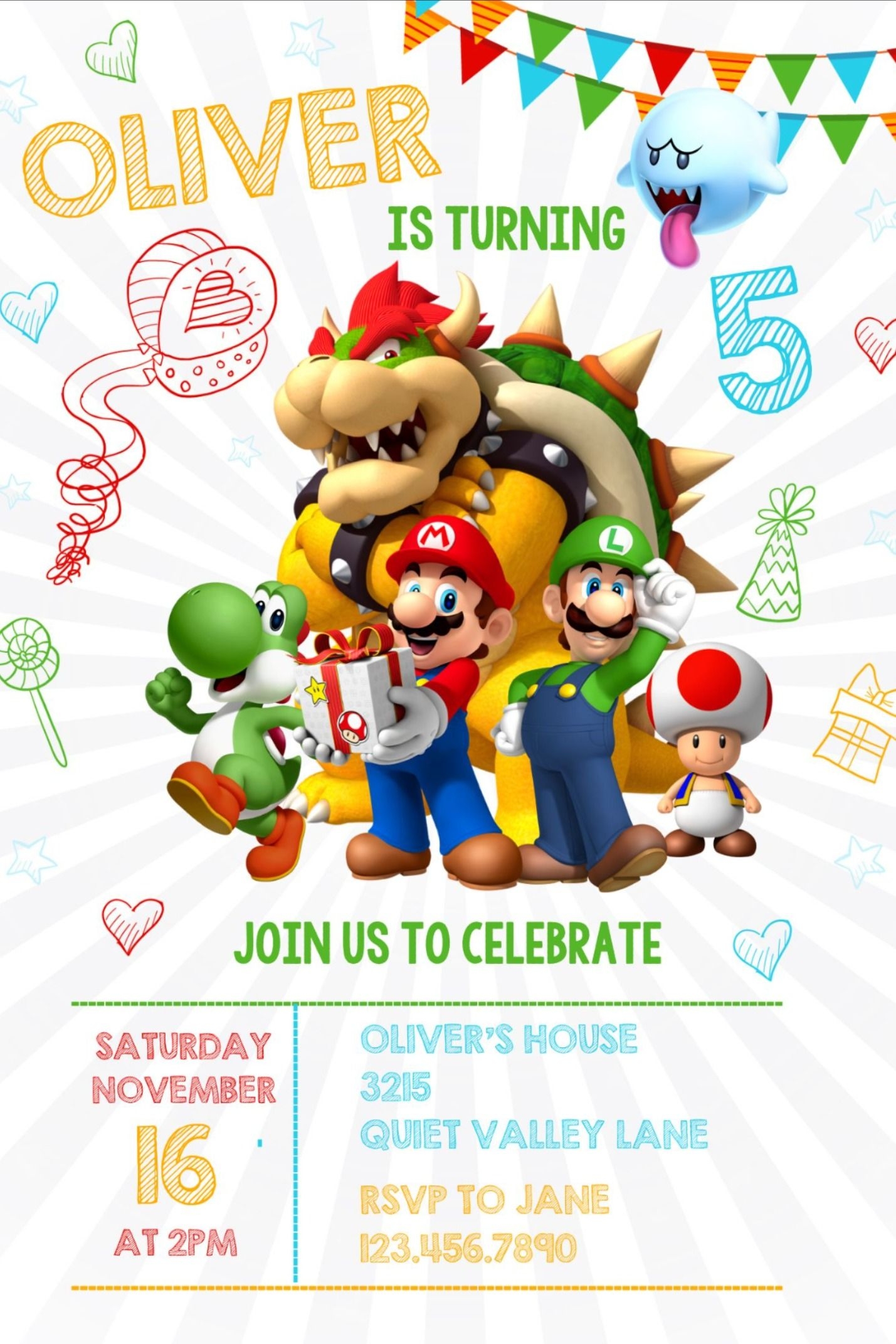 Super Mario Birthday Invitation Template Canva 3 Super Mario Brothers