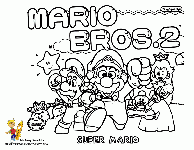 Super Mario Bros Characters Coloring Pages Coloring Home