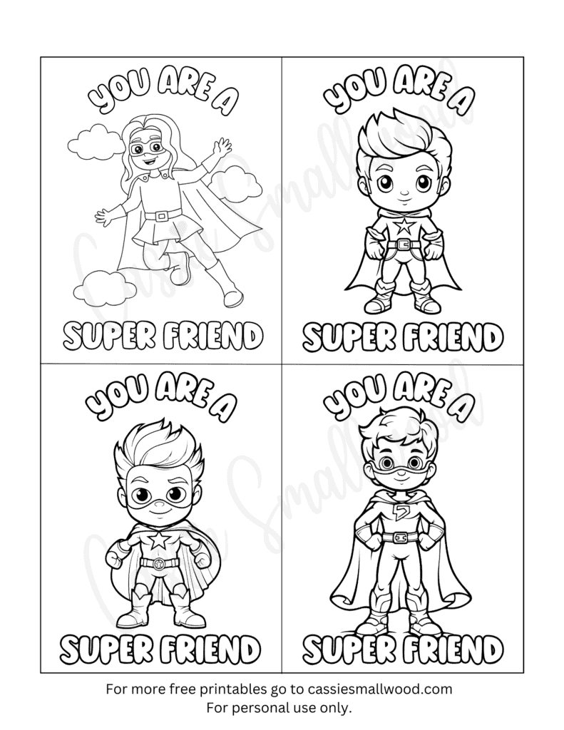 Superhero Valentine 39 s Day Cards To Color Cassie Smallwood