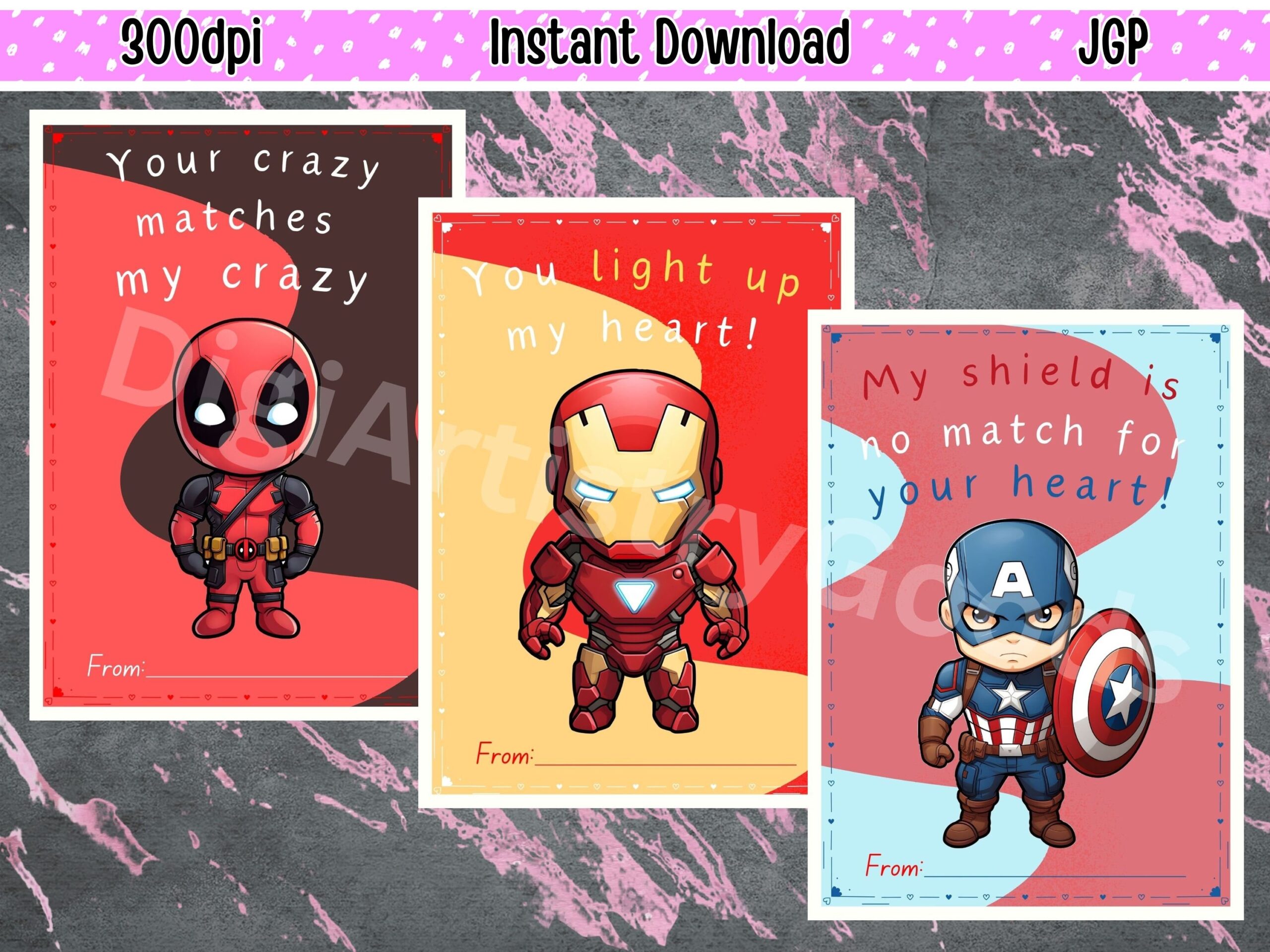 printable superhero valentines day cards
