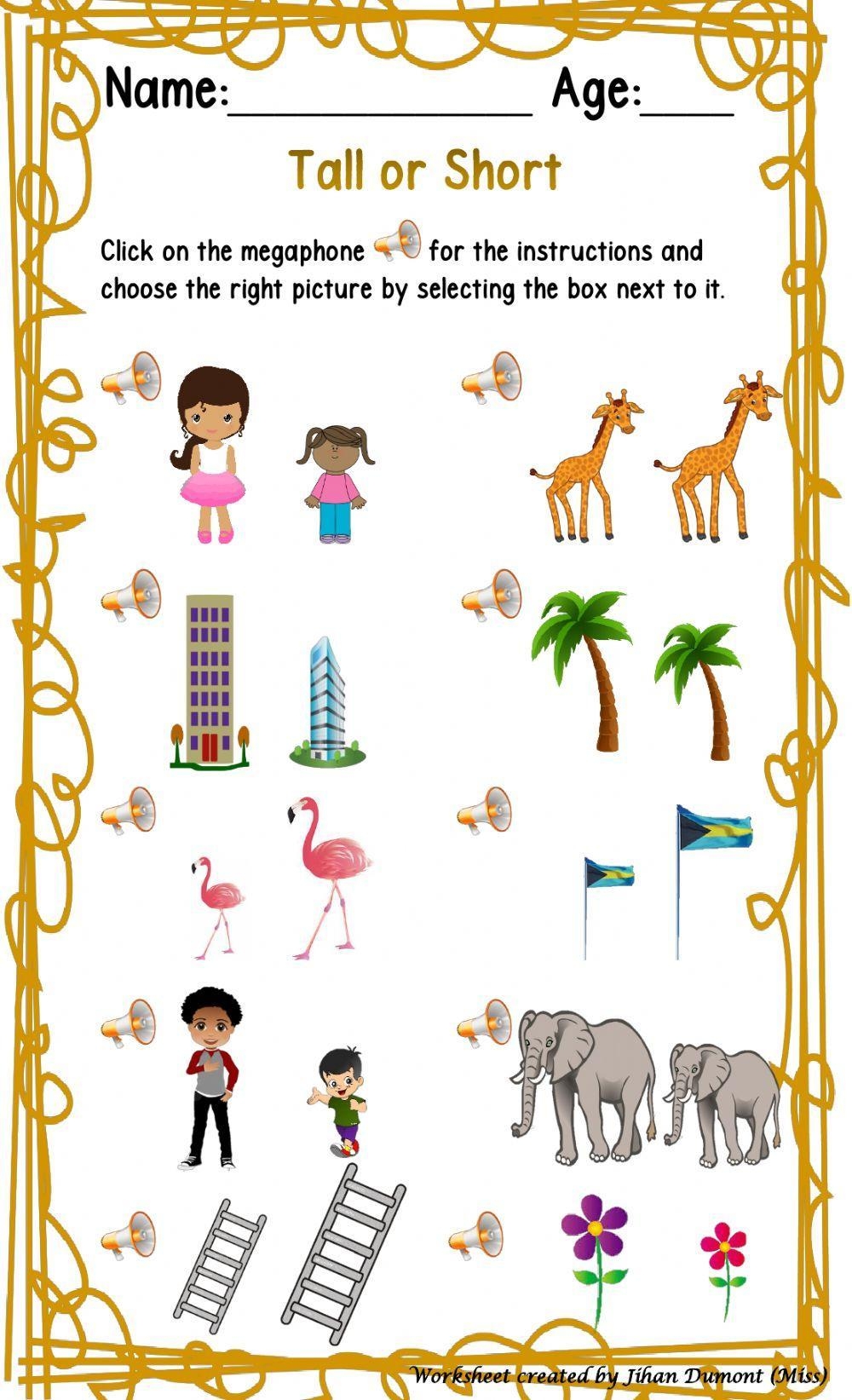 short a worksheet