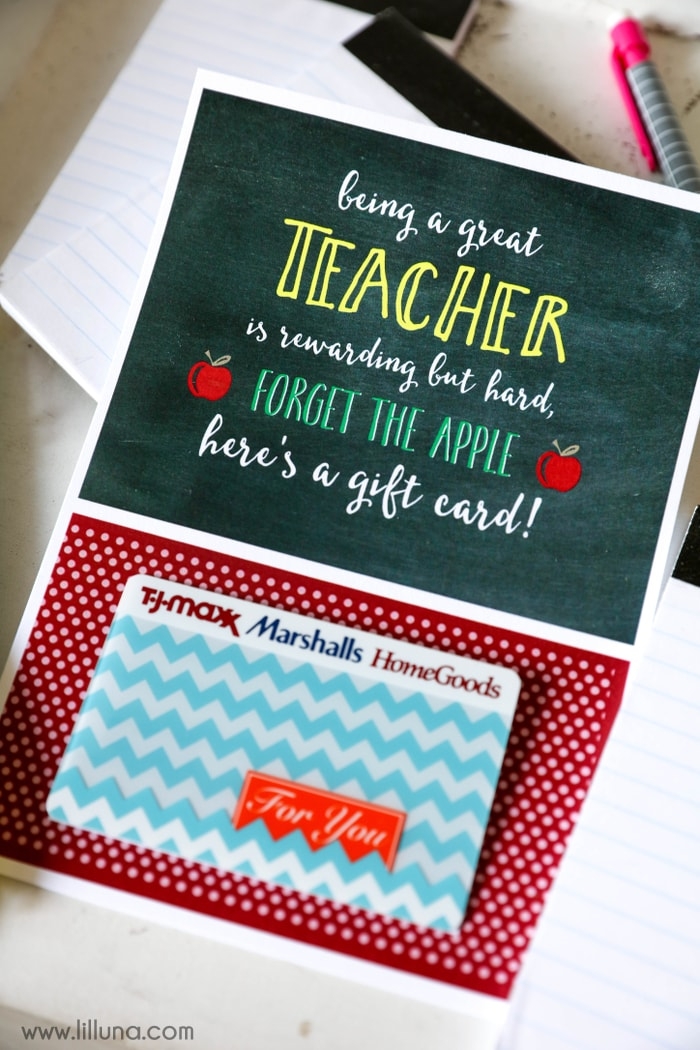 printable teacher appreciation gift card holder
