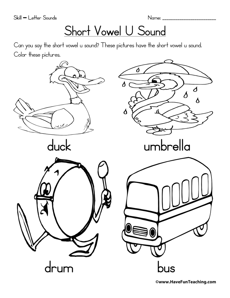 short u worksheets