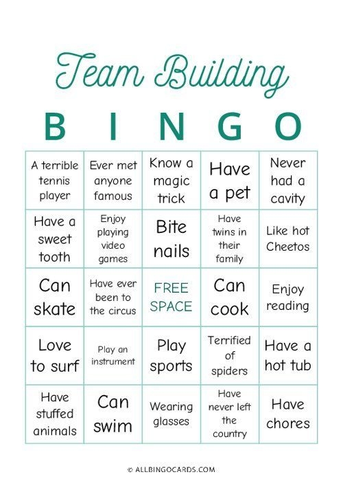 Team Building Bingo Cards Generator