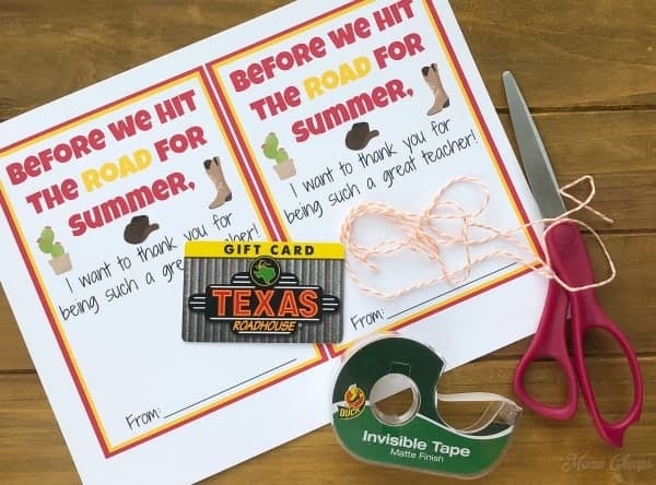 Texas Roadhouse Gift Card Teacher Gift Printable Card Holder Mama 