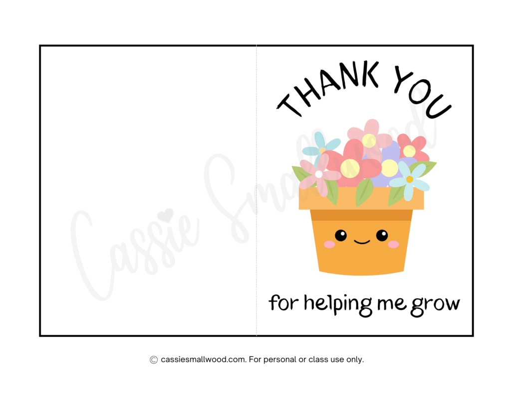 Thank You For Helping Me Grow Card For Teacher Cassie Smallwood