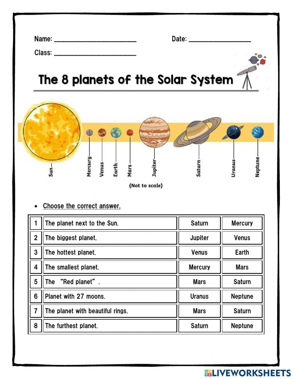 The 8 Planets Worksheet Live Worksheets Worksheets Library