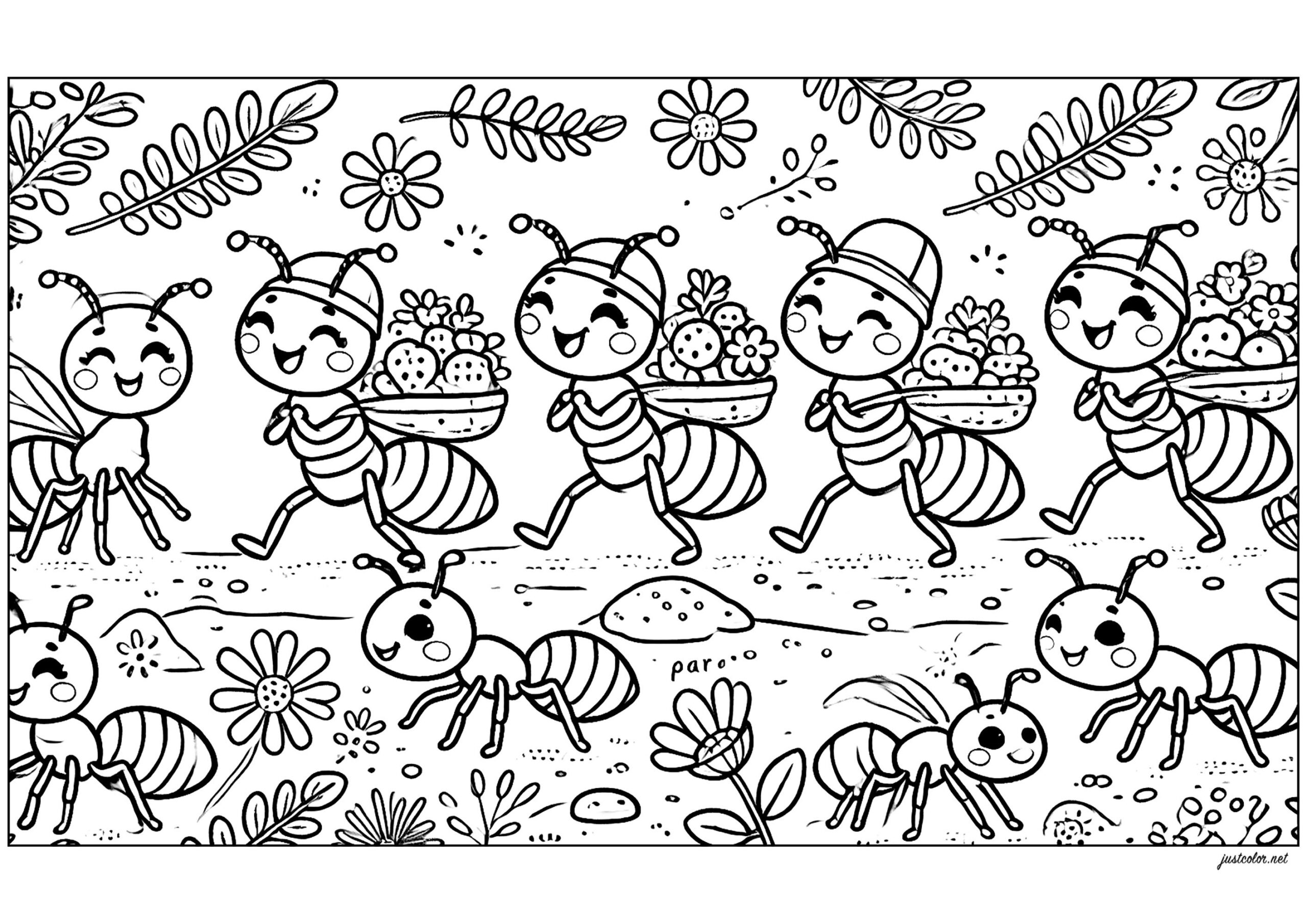 The Ant Parade Insects Coloring Pages For Kids