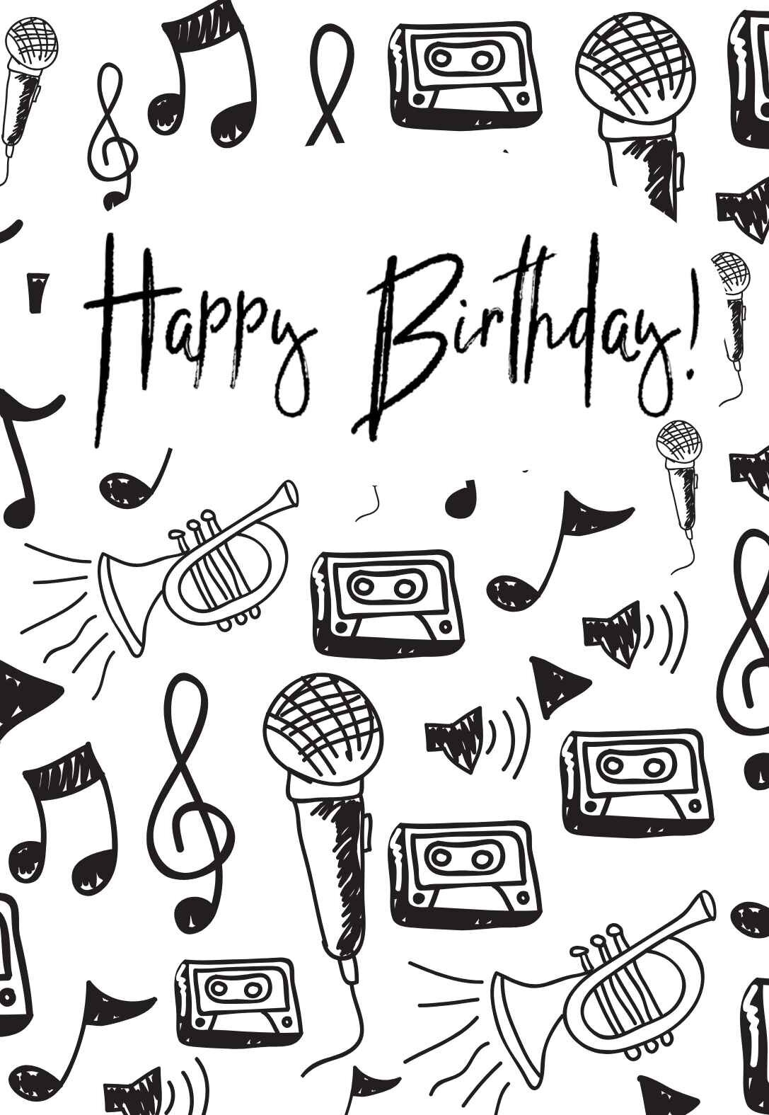 printable music birthday cards