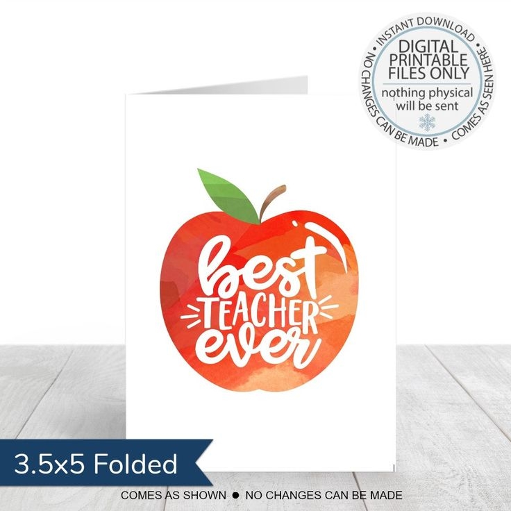 The Best Teacher Ever Card With An Apple On It