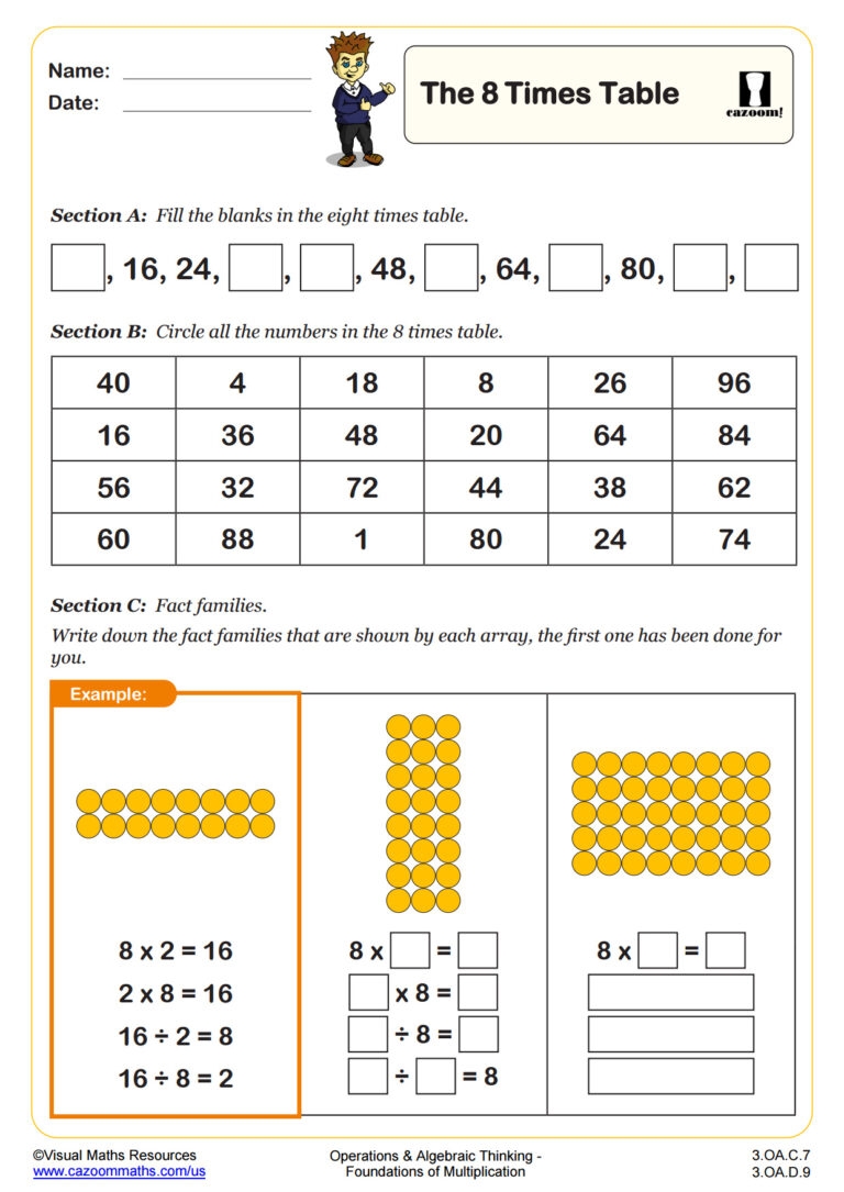The Eight Times Table Fun And Engaging 3rd Grade PDF Worksheets