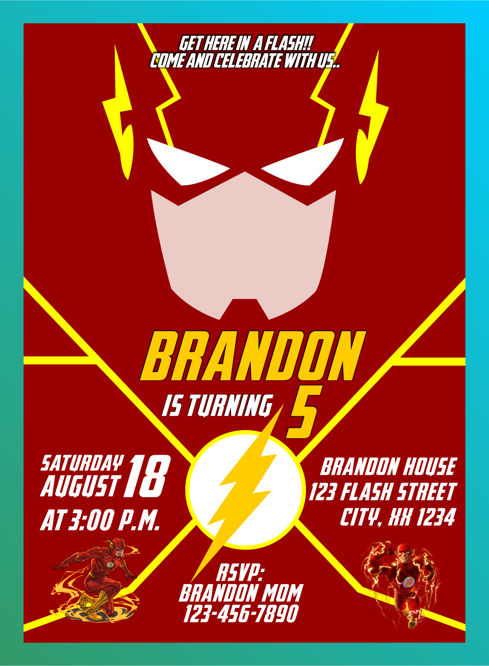 The Flash Birthday Invitation The Flash Party Invitation The Flash