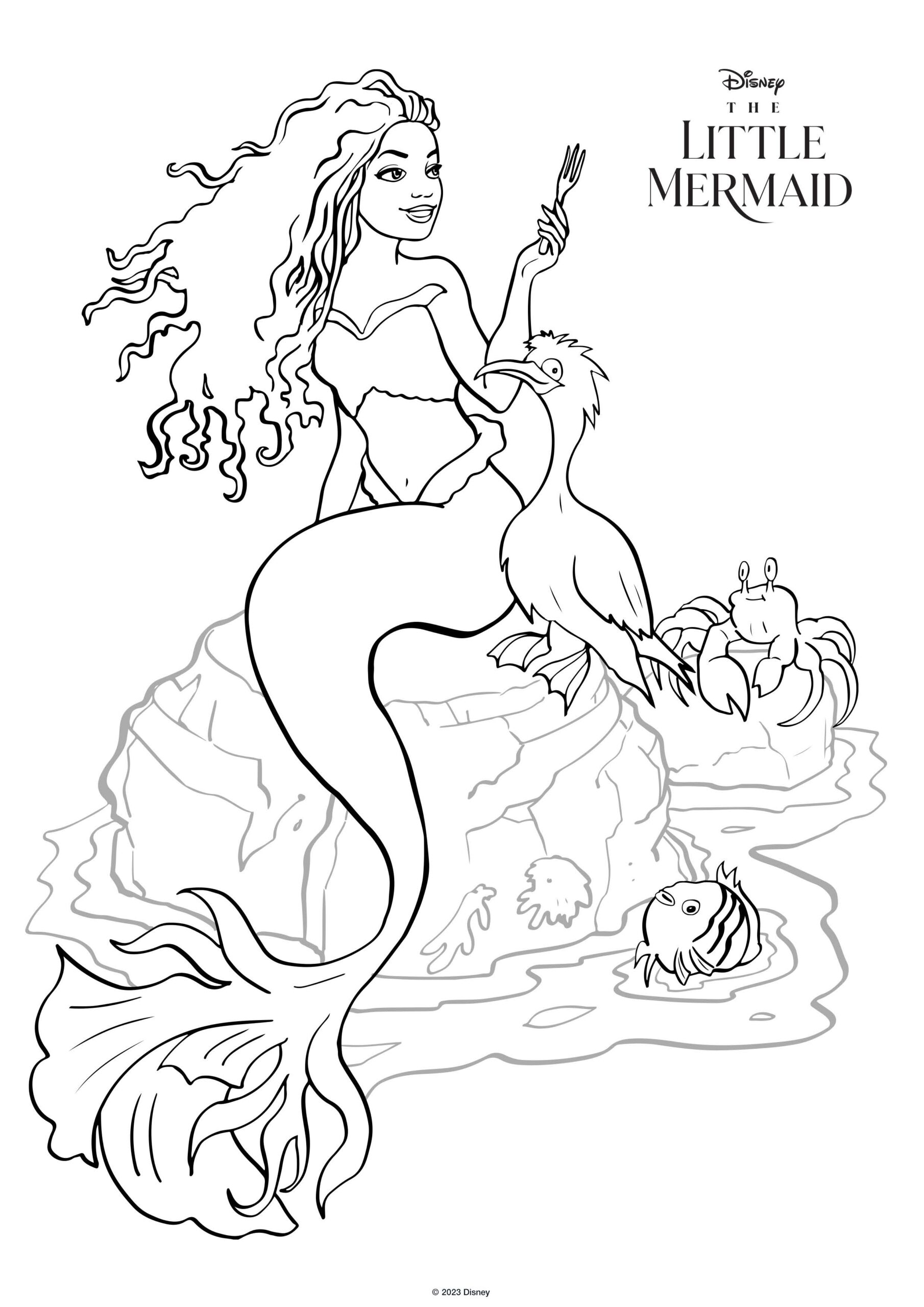 The Little Mermaid Live Action Movie 2023 Coloring Page With Ariel 