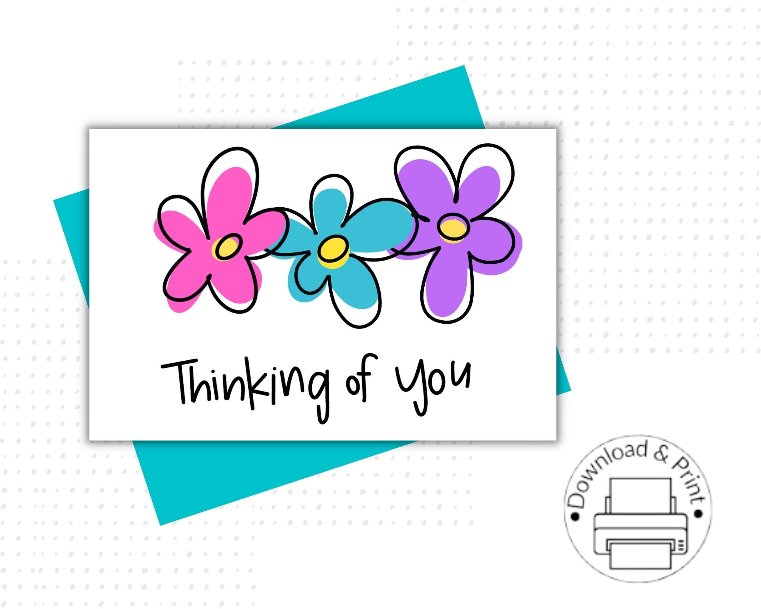Thinking Of You Printable Card Instant Download PDF Card Template 