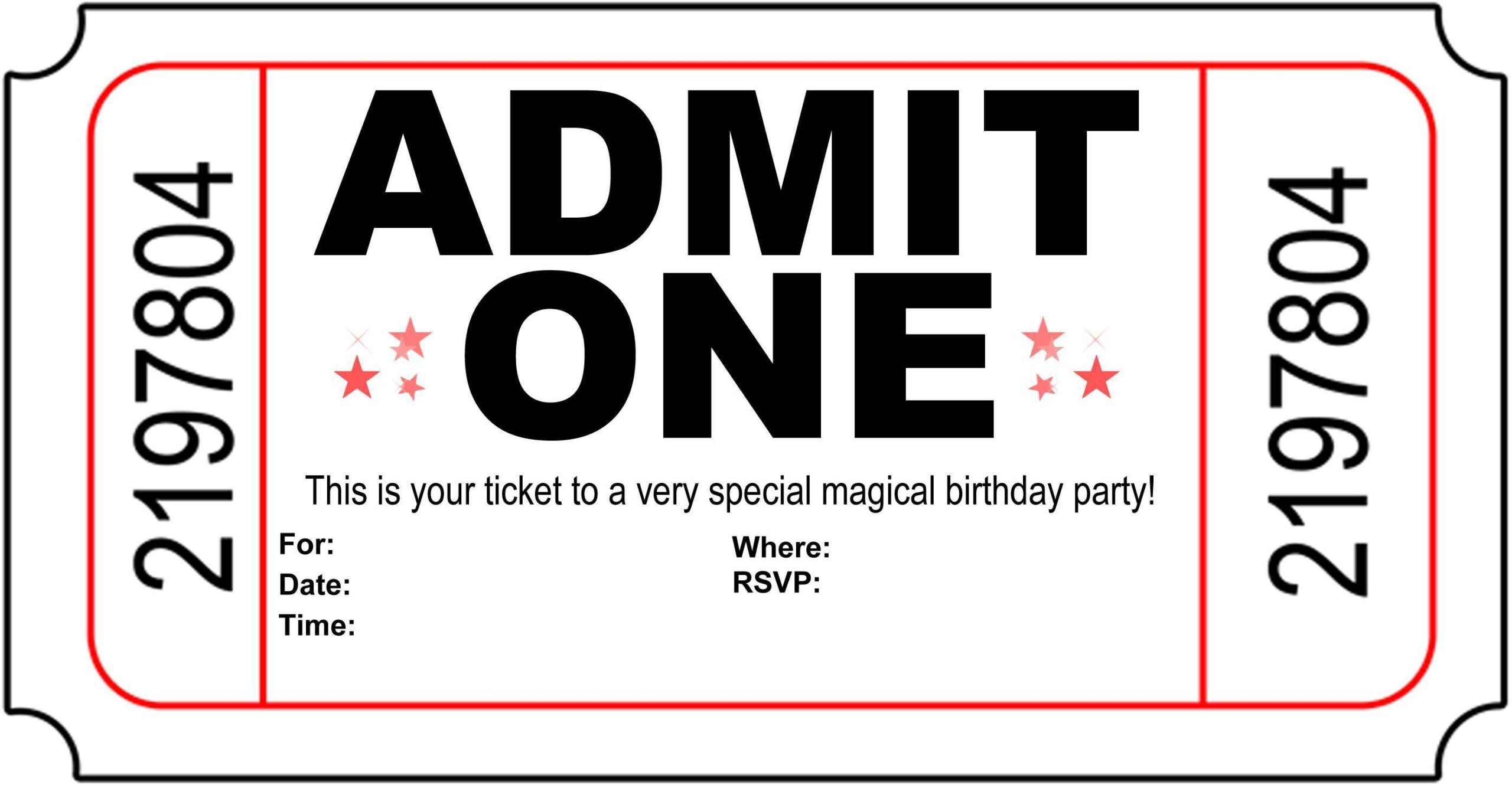 Ticket Birthday Invitation Template Cards Design Templates