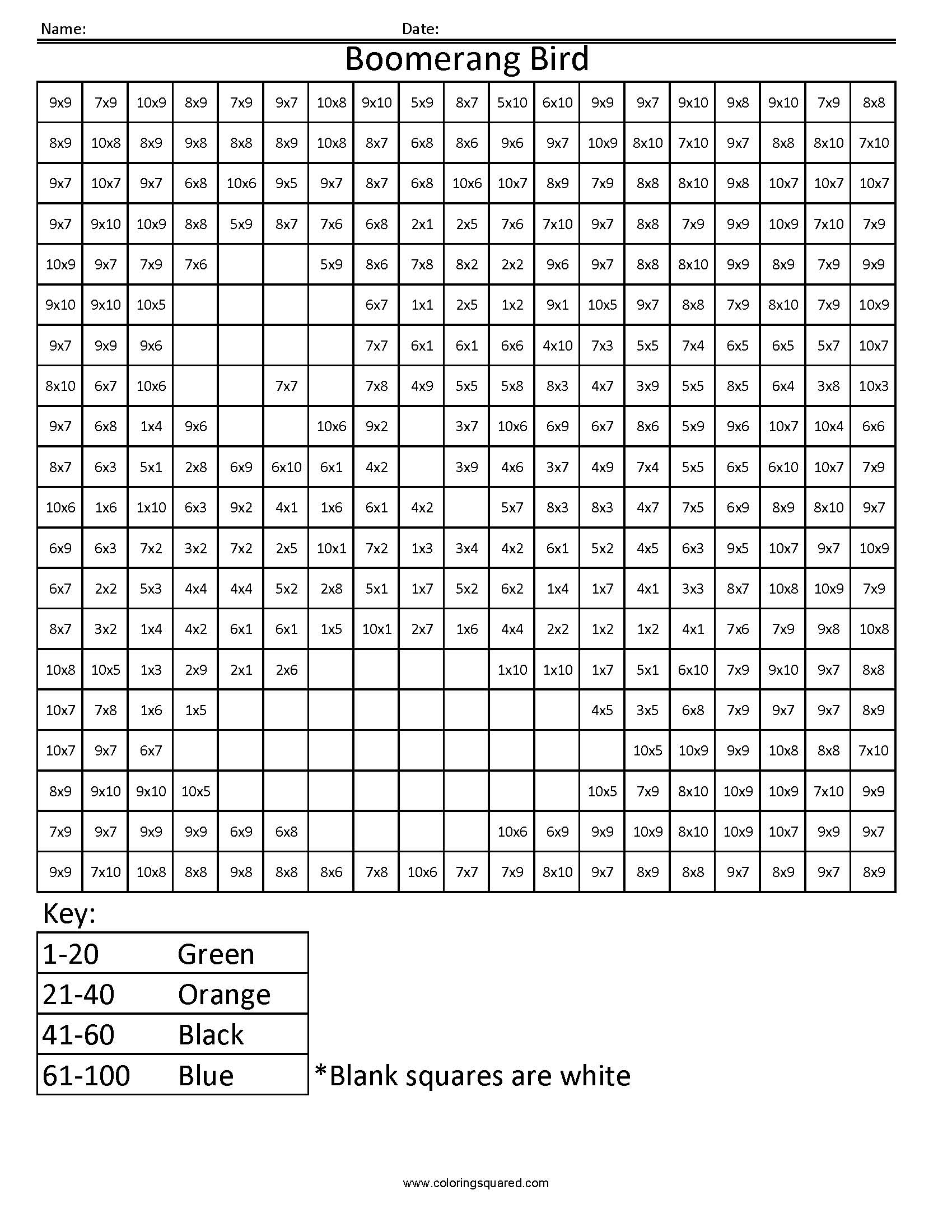 Times Tables Colouring Worksheets Free Printable