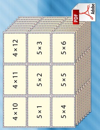 printable times tables flash cards