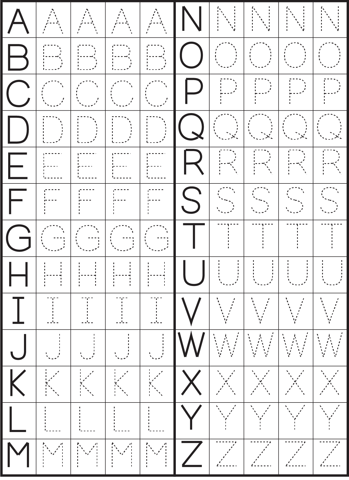 preschool letter tracing worksheets