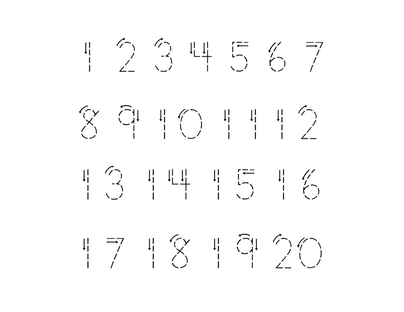 Trace Number 1 20 Worksheet Learning Printable