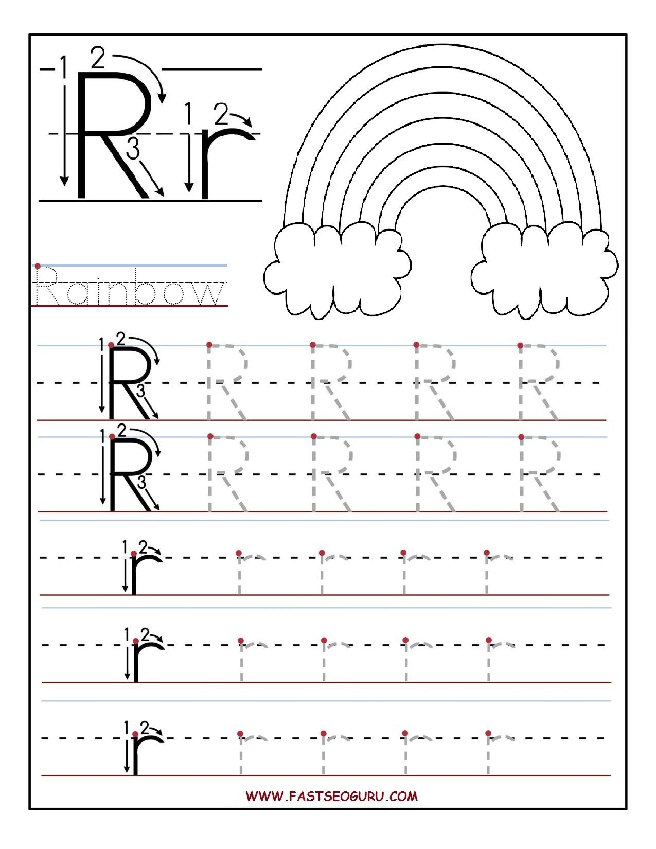 Tracing Letter R Printable Worksheets Letter Tracing Worksheets
