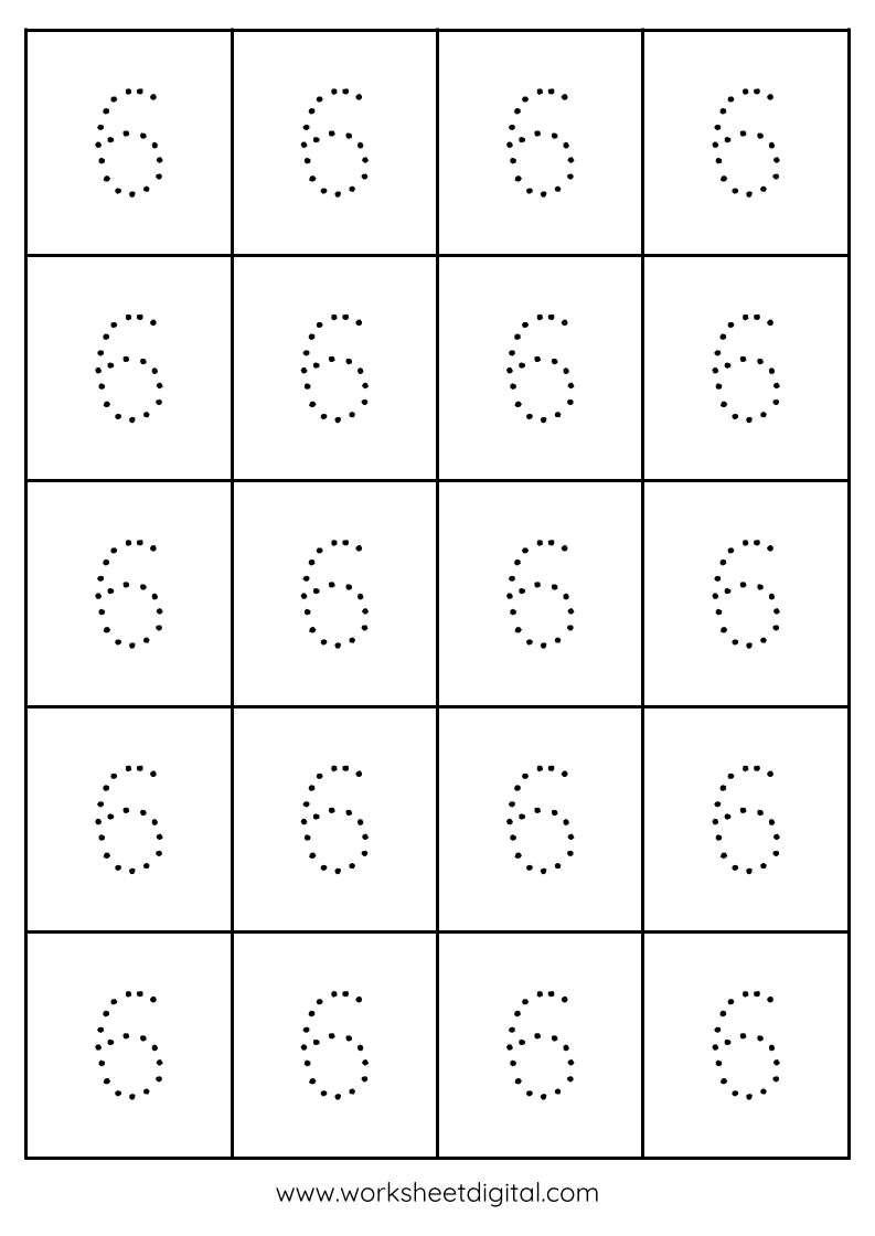 Tracing Number 6 Worksheet Digital Worksheets Library