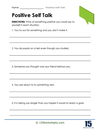 Transform Negative Self Talk Worksheets Library