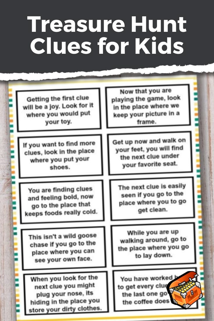 printable treasure hunt cards