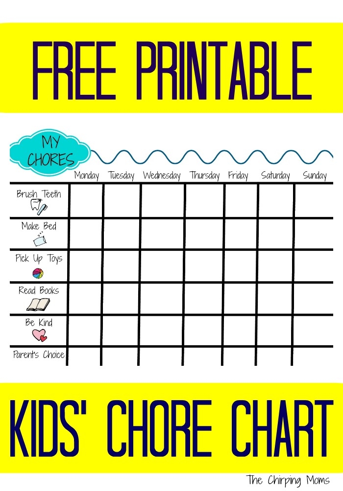 printable chore chart for kids with pictures
