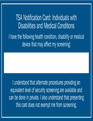Tsa Notification Card Fill Online Printable Fillable Blank PdfFiller
