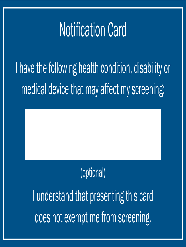 Tsa Notification Card Fill Online Printable Fillable Blank PdfFiller