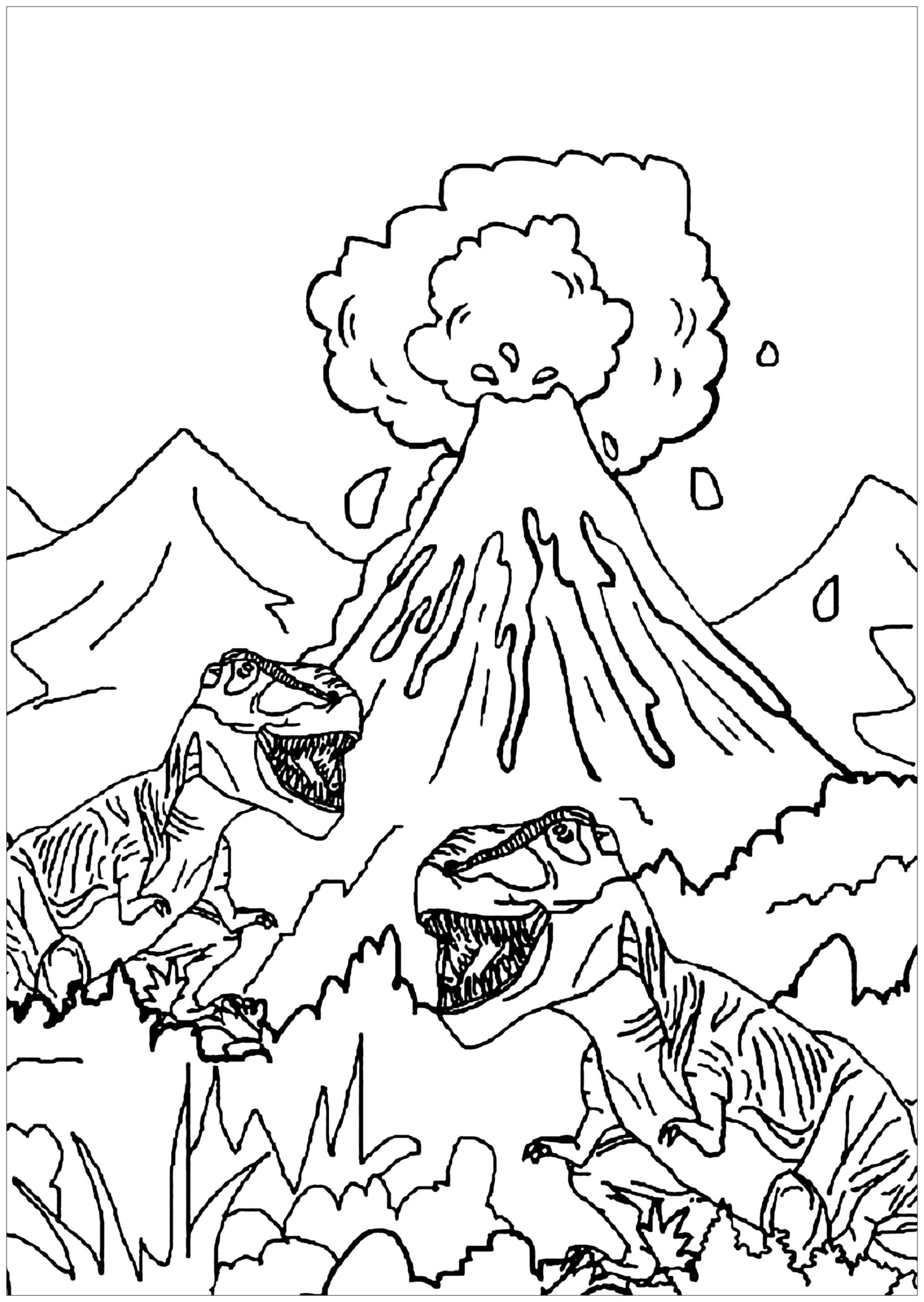 Two Dinosaurs On A Walk Dinosaur Coloring Pages