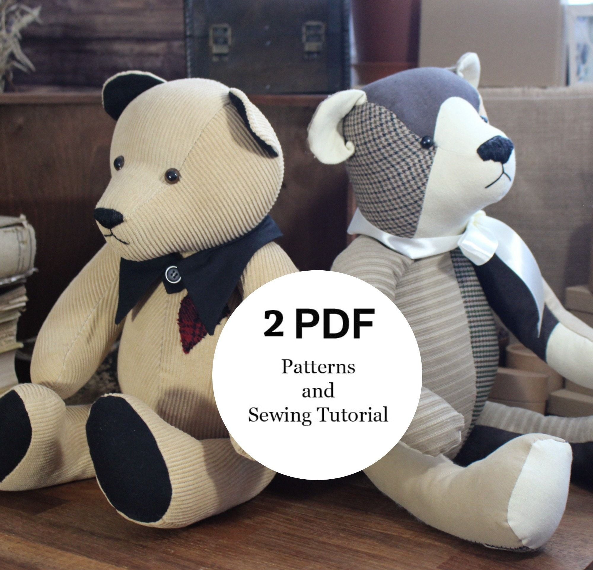 Two Memory Bear Patterns Easy Sewing Pattern Simple Bear Pattern Sewing
