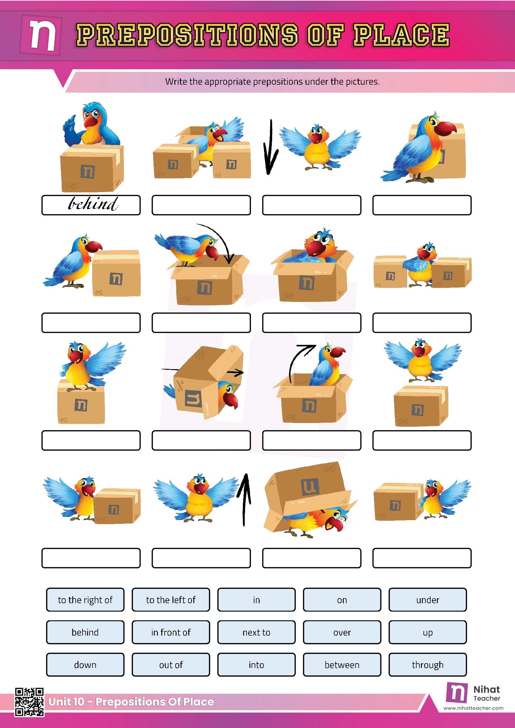 prepositions of place worksheet