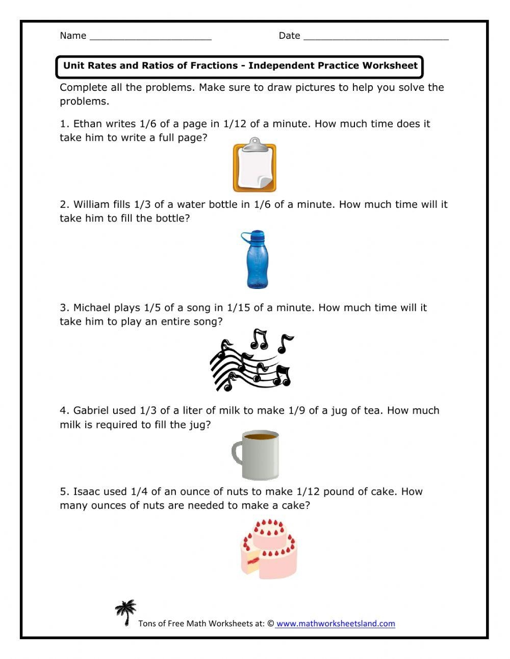 rate unit rate worksheet