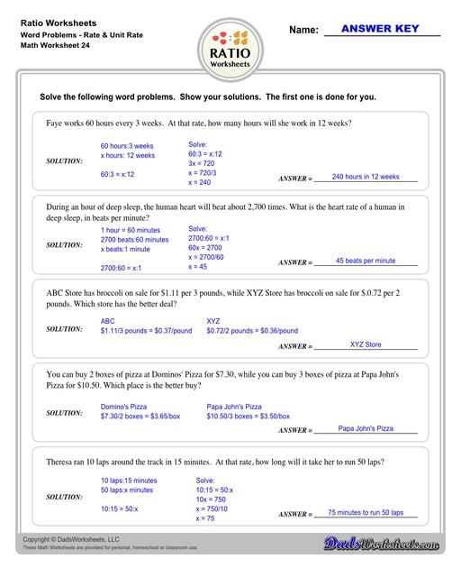 Unit Rate Worksheets Worksheets Library