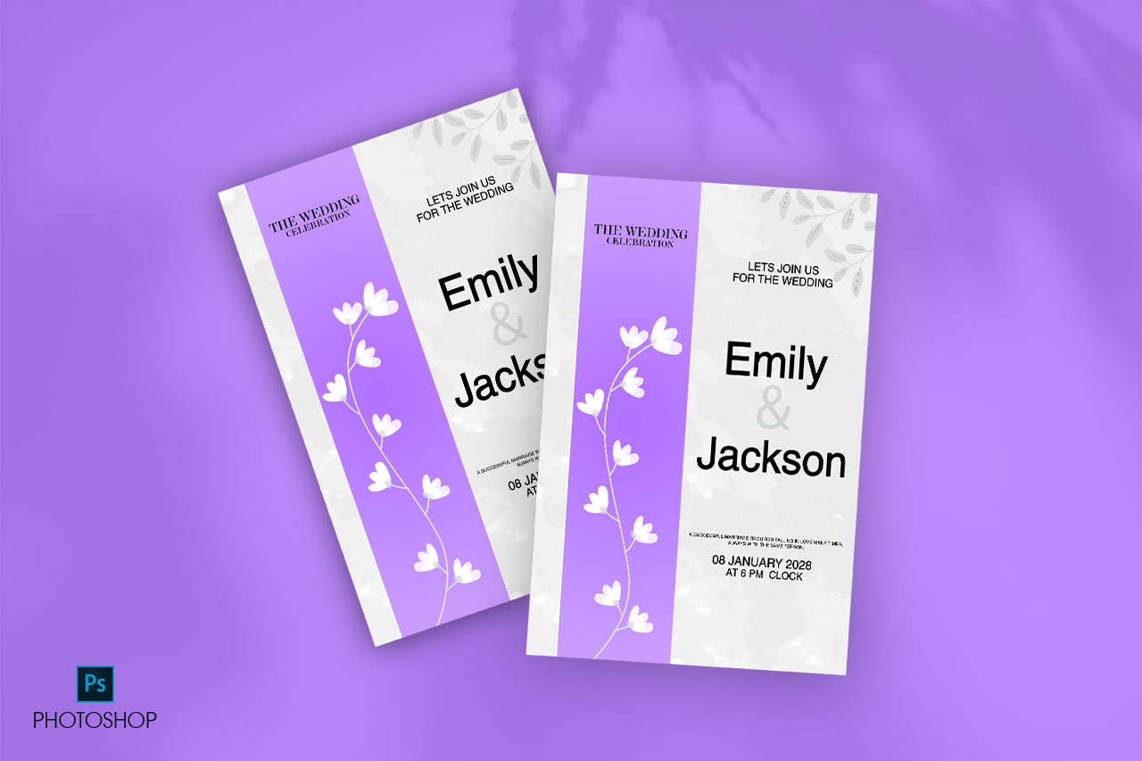 Unlock Romance Download Free Purple Wedding Invitation Card