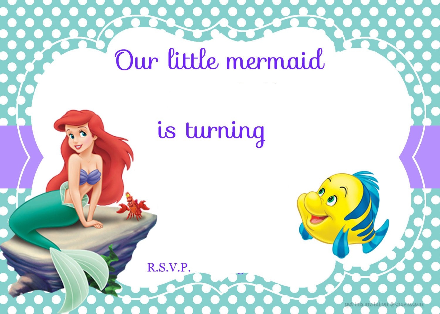 Updated Free Printable Ariel The Little Mermaid Invitation Template