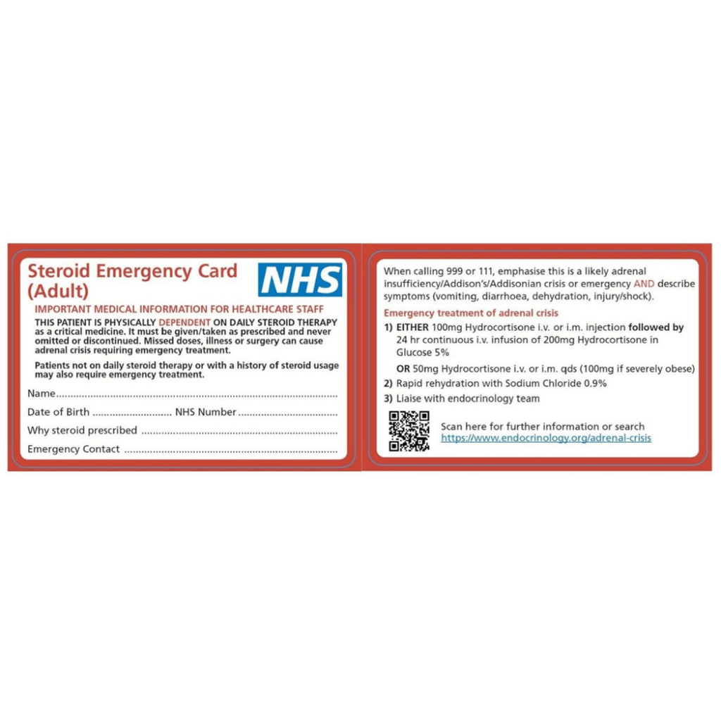 Updated NHS Steroid Card Released Living With CAH