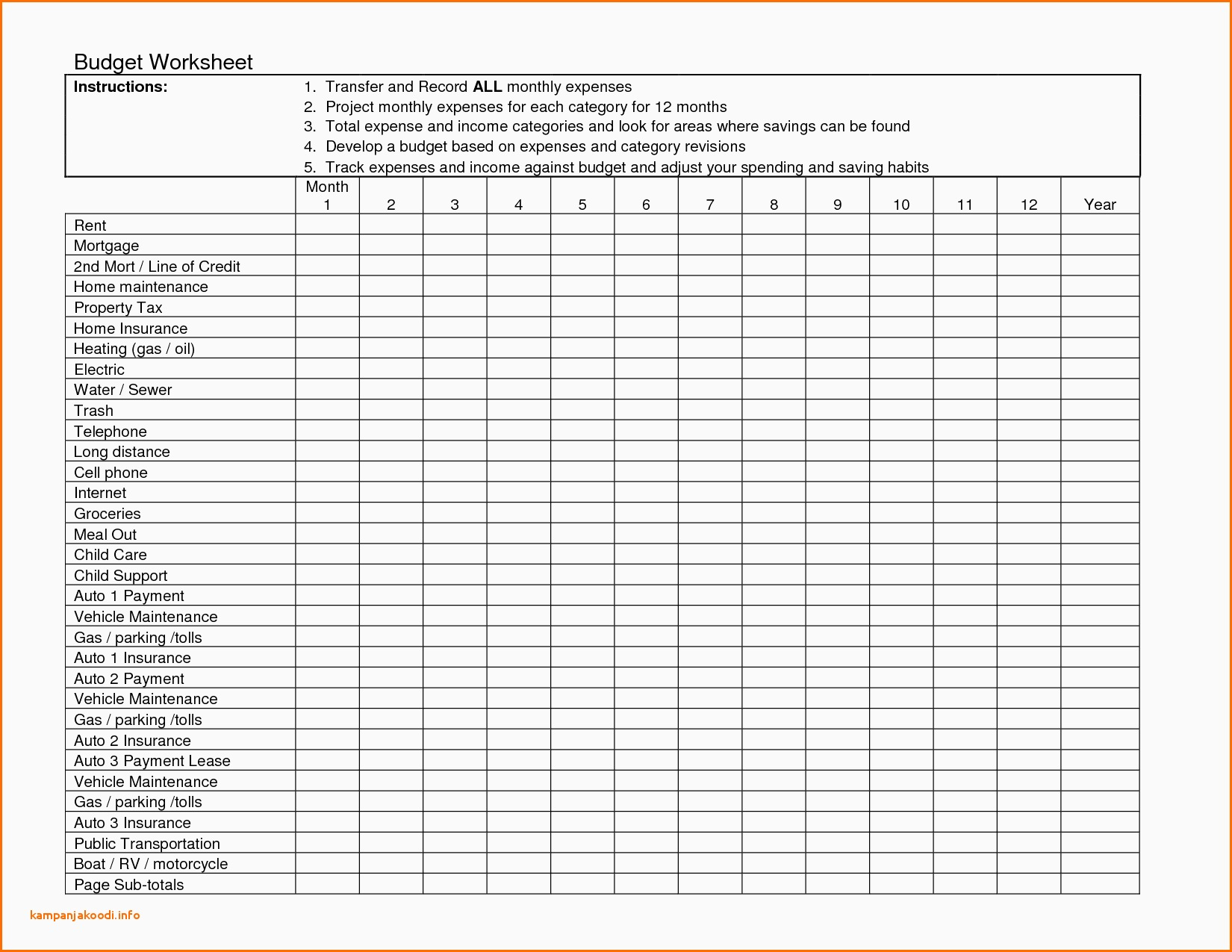 Vacation Budget Worksheet Printable Printable Worksheets