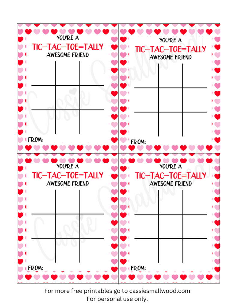 Valentine 39 s Day Tic Tac Toe Cards Cassie Smallwood